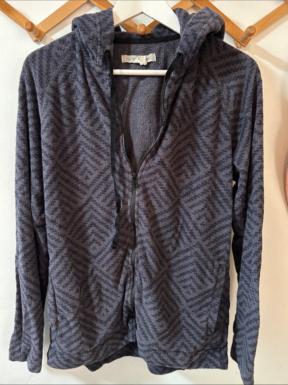 Outerknown Men's Geometric Zip Hoodie - Charcoal/Gray